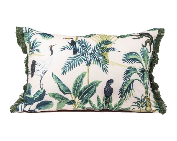 Růžový sametový polštář Tropical Bird - 35*50cm Colmore by Diga  - -