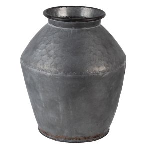 Šedá antik plechová dekorační váza Moisés - Ø 30*34 cm Clayre & Eef  - -