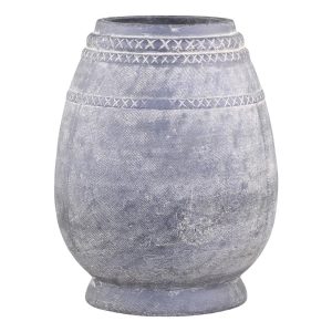 Šedá antik terakotová váza se vzorem Cholet L - Ø 25*32 cm Chic Antique  - -