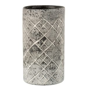 Šedá skleněná váza Checkered  - Ø14*25 cm J-Line by Jolipa  - -