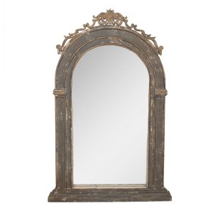 Šedé dřevěné nástěnné antik zrcadlo s patinou - 73*7*115 cm Clayre & Eef  - -