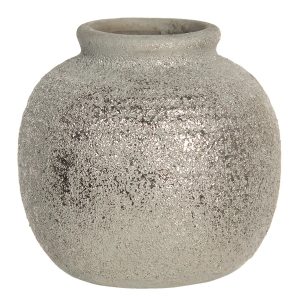 Šedivá váza Kelly s patinou a odřeninami - Ø 8*8 cm Clayre & Eef  - -