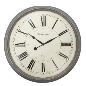 Šedo-béžové antik nástěnné hodiny Willi - Ø 76*6 cm / 1*AA Clayre & Eef  - -