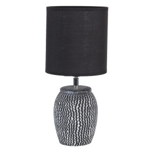 Šedo černá stolní lampa Mattia s oválným stínidlem - Ø 15*36 cm / E27 Clayre & Eef  - -