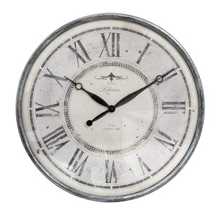 Šedobéžové antik nástěnné hodiny Hotel Lelouver - Ø 50*6 cm / 1*AA Clayre & Eef  - -