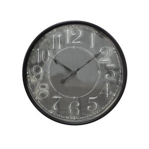 Šedočerné antik nástěnné kovové hodiny - Ø 60*6 cm / 1*AA Clayre & Eef  - -