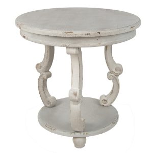 Šedý antik dřevěný odkládací stolek Jammy - Ø 66*64 cm Clayre & Eef  - -