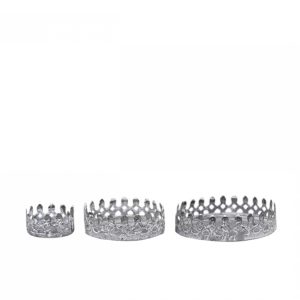Set 3ks zinkový antik kovový svícen Lace Crown - Ø 4