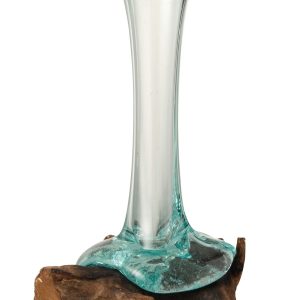Skleněná úzká váza na kořenu dřeva Gamal S - 17*13*16 cm J-Line by Jolipa  - -