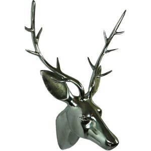 Sříbrná nástěnná dekorace hlava jelena Deer S - 15*14*32cm Mars & More  - -