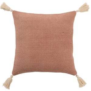 Staro-růžový bavlněný polštář se střapci Crocheted - 45*45 cm J-Line by Jolipa  - -