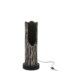 Stojací dřevěná lampa Paulownia Black 1 - Ø 20*51 cm J-Line by Jolipa  - -