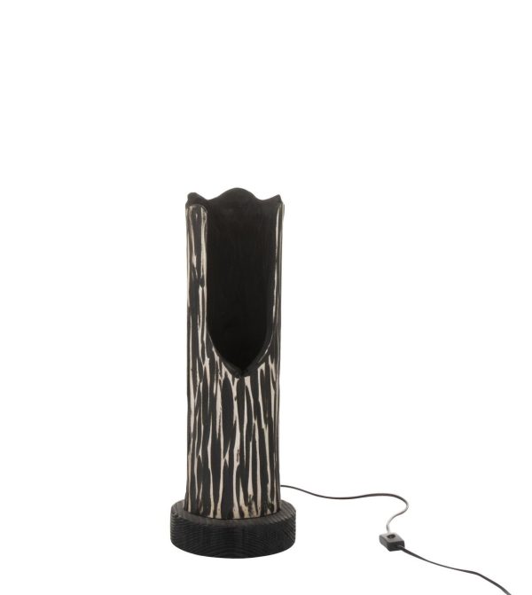 Stojací dřevěná lampa Paulownia Black 1 - Ø 20*51 cm J-Line by Jolipa  - -
