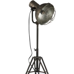 Stojací lampa kulatá v kovově šedé barvě - 35*30*93 cm J-Line by Jolipa  - -