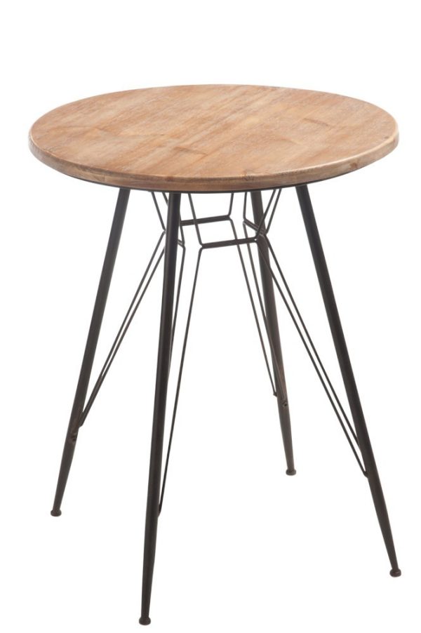 Dřevěný kovový stolek Bistro - Ø 64