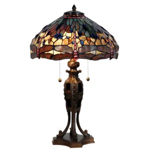 Stolní lampa Tiffany Dark dragonfly - Ø 42*64 cm Clayre & Eef  - -