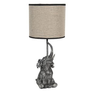 Stolní lampa s hnědým stínidlem a dekorací slona – Ø 20*45 cm / E27 Clayre & Eef  - -