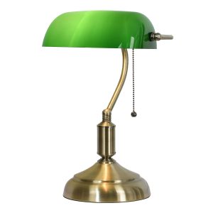 Stolní lampa se zeleným skleněným stínidlem GreenBank - 27*17*41 cm E27/max 1*60W Clayre & Eef  - -