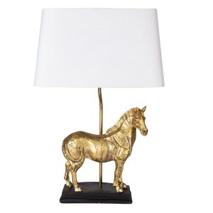 Stolní lampa se zlatou dekorací koně Horse golden - 35*18*55 cm E27/max 1*60W Clayre & Eef  - -