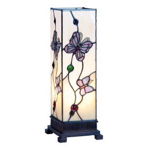 Stolní lampa Tiffany Butterfly Garden - 12.5*35 cm  Clayre & Eef  - -