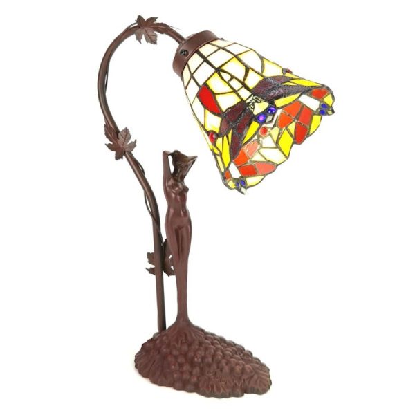 Stolní lampa Tiffany květ s dekorací ženy Womien - 15*9*21 cm E14/max 1*25W Clayre & Eef  - -