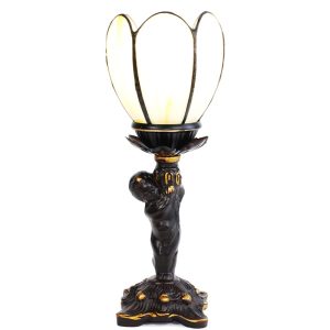 Stolní lampa Tiffany s dítkem a květem Angio - 12*12*28 cm E14/max 1*25W Clayre & Eef  - -