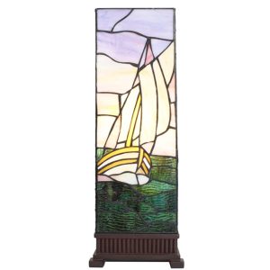 Stolní lampa Tiffany s plachetnicí Viw - 18*18*48 cm E14/max 1*40W Clayre & Eef  - -