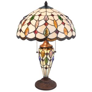 Stolní lampa Tiffany Sun stones - 40*60cm 2x E27/60W Clayre & Eef  - -