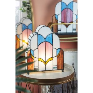 Stolní lampa Tiffany v neobvyklém tvaru Tafien - 30*4*25 cm Clayre & Eef  - -