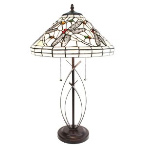 Stolní lampa Tiffany White Dragonfly - 41x69 cm E27/max 2x40W Clayre & Eef  - -