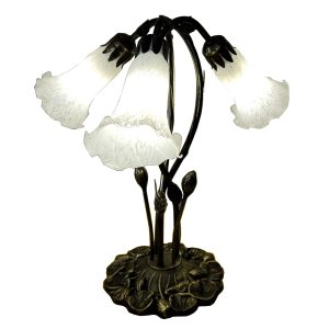 Stolní Tiffany lampa se 3mi květy Leonie - 41*31*43 cm  Clayre & Eef  - -