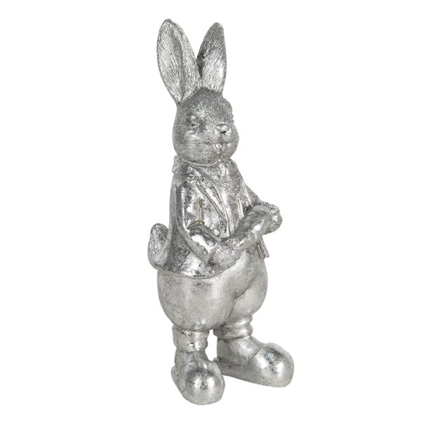 Stříbrná dekorace králíka s mrkví Métallique - 6*6*13 cm Clayre & Eef  - -