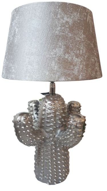 Stříbrná kovová stolní lampa Cactus  -Ø 25*43 cm/ E27 Colmore by Diga  - -