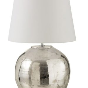 Stříbrná lampa s bílým stínidlem Arya - Ø 37*73 cm J-Line by Jolipa  - -