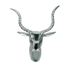 Stříbrná nástěnná dekorace hlava Antilopa - 42*47cm Mars & More  - -