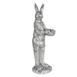 Stříbrná velikonoční dekorace králíka Métallique - 13*11*33 cm Clayre & Eef  - -