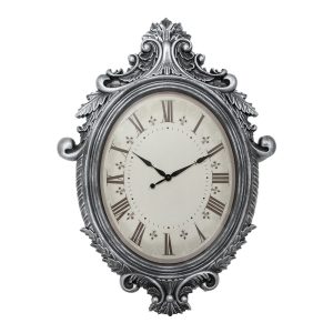 Stříbrné antik nástěnné hodiny Evellin - 56*6*76 cm / 1*AA Clayre & Eef  - -