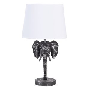 Stříbrno bílá stolní lampa s hlavou slona - 25*25*41 cm E27 Clayre & Eef  - -