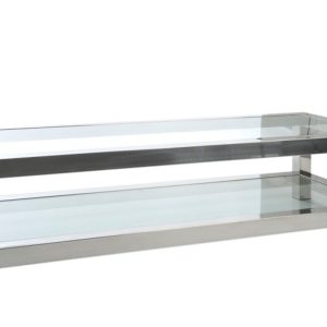 Stříbrný kovový konferenční stolek se skleněnou deskou Luxx - 160*60*40cm J-Line by Jolipa  - -
