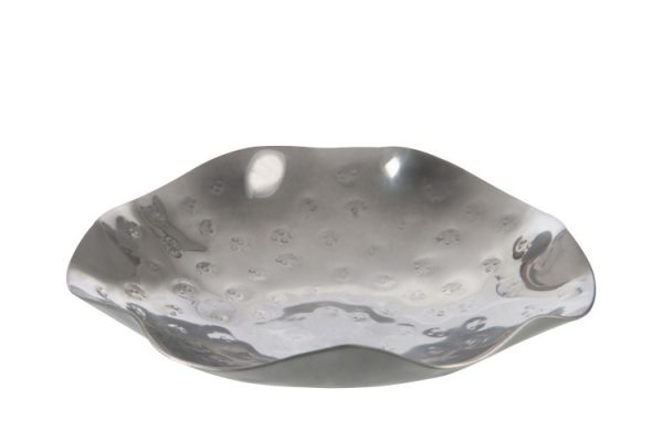 Stříbrný svícen na čajové svíčky Irregular - Ø 15*3 cm J-Line by Jolipa  - -