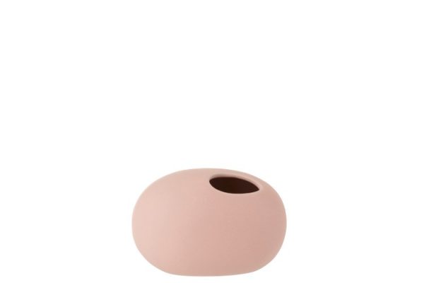 Světle růžová keramická oválná váza Matt Pink S - 16*10*11 cm J-Line by Jolipa  - -