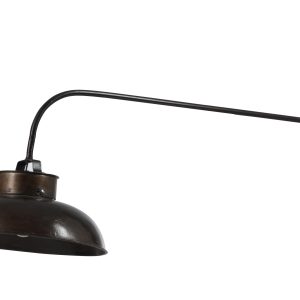 Tmavě hnědá nástěnná kovová retro lampa s patinou - 100*36