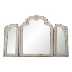 Tříkřídlé bílo hnědé dřevěné zrcadlo Fae s patinou - 66*3*84 cm Clayre & Eef  - -