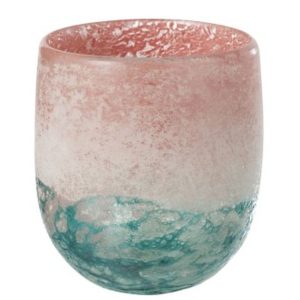 Tyrkysovo - růžový skleněný svícen / váza Blush L - Ø14*15 cm J-Line by Jolipa  - -