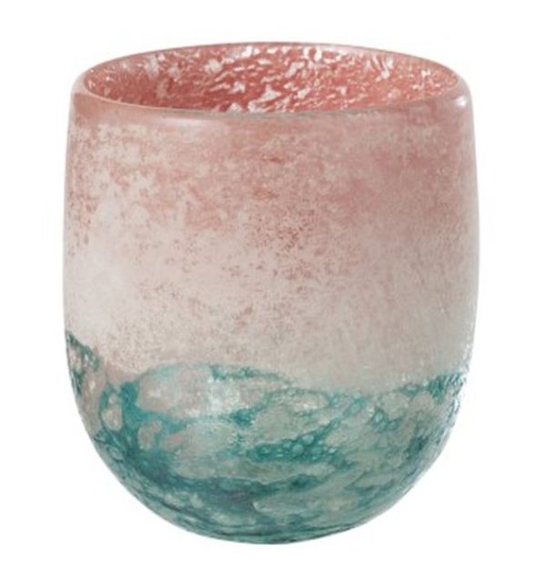 Tyrkysovo - růžový skleněný svícen / váza Blush L - Ø14*15 cm J-Line by Jolipa  - -