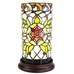 Válcovitá stolní lampa Tiffany s květinou Flo - Ø 15*26 cm E14/max 1*40W Clayre & Eef  - -