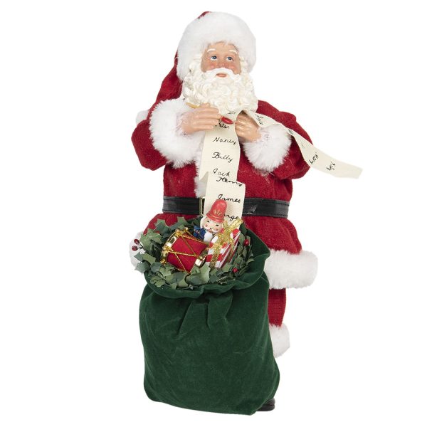 Vánoční dekorace Santa s pytlem vánočních dárků - 17*13*28 cm Clayre & Eef  - -