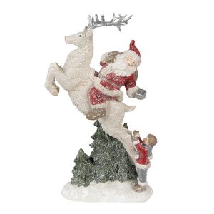 Vánoční dekorace socha Santa na jelínkovi - 19*10*33 cm Clayre & Eef  - -