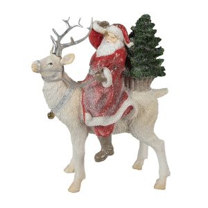 Vánoční dekorace socha Santa na sobíkovi - 20*11*26 cm Clayre & Eef  - -