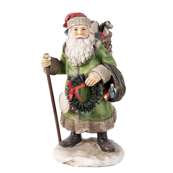 Vánoční dekorace socha Santa s nůší dárků - 12*10*20 cm Clayre & Eef  - -